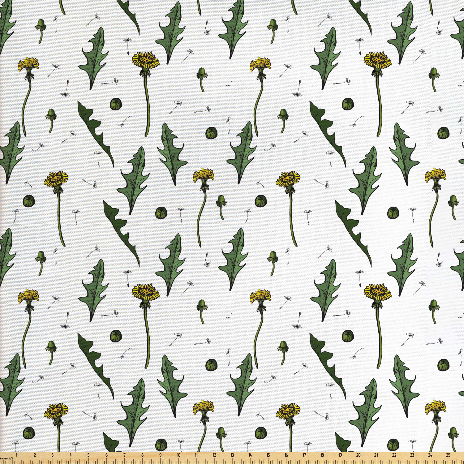 Dandelion Fabric by The Yard, Spring Botany Love Leaf Seed Flower ...