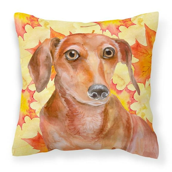 Red Dachshund Fall Fabric Decorative Pillow