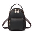 thumbnail image 1 of OULII 1Pc Black PU Small Backpack with Adjustable Straps for Everyday Use and Travel, 1 of 8