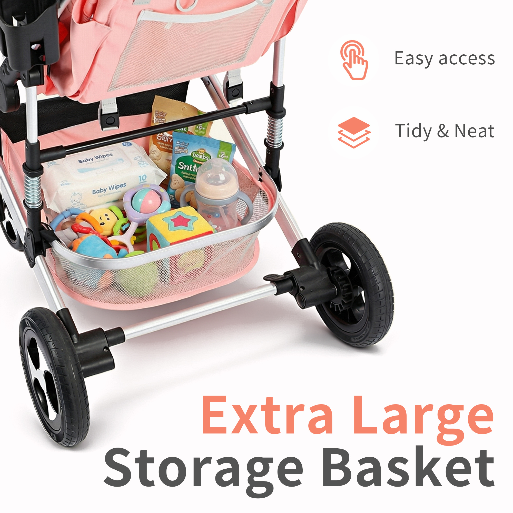 AILEEKISS 3-in-1 Convertible Baby Stroller, Pink photo 8