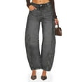 thumbnail image 2 of Sherrylily Women Baggy Boyfriend Jeans Pant Vintage Wide Leg Mid Rise Barrel Denim Fashion Ankle Pants, 2 of 6