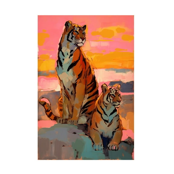 Trademark Fine Art Treechild Tigers At Sunset Canvas Wall Art