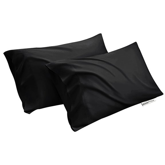 Doctor Pillow 100% Viscose Made from Bamboo Breathable Pillowcases Set of 2-Pack for Hot Sleepers and Night Sweats- Softness and Cooling Pillow Cases(20 x 30 Inches）Color Black