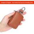 thumbnail image 5 of Luckybay Leather Car Key Case Holder – Compact Zippered Auto Key Fob Protector Pouch for Smart & Folding Keys, Coins – Keychain Wallet for Men & Women (Caramel), 5 of 7