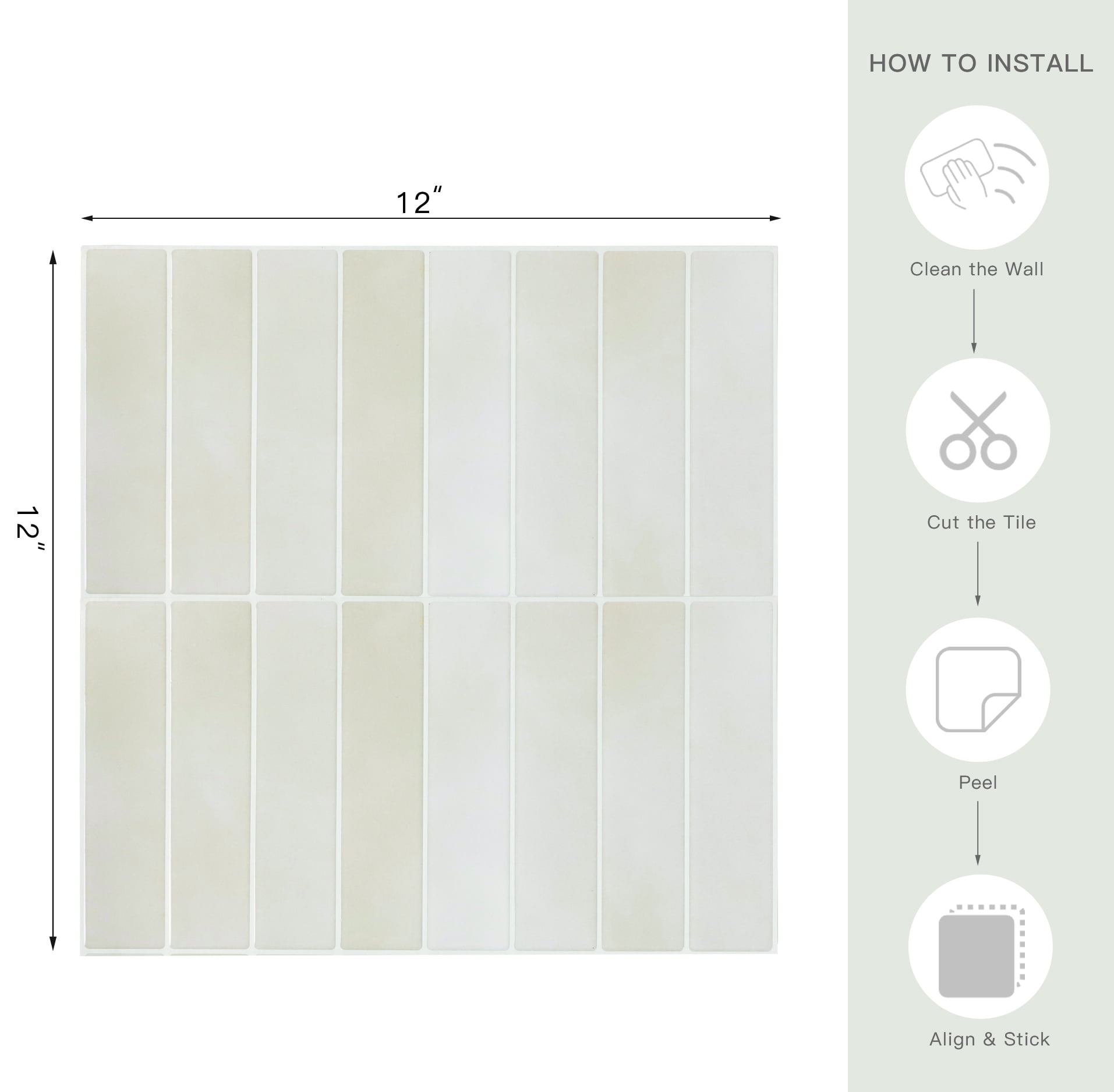 10 Sheets Peel and Stick Backsplash - 12" x 12" 3D Self Adhesive Peel and Stick Subway Tile for Kitchen Bathroom (Beige)