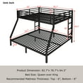 thumbnail image 4 of Bellemave Metal Bunk Beds Queen over King Bunk Bed for Adults, Teens, Kids Space-saving King Size Bunk Bed Frame with 2 Ladders and Full-Length Guardrails, No Box Spring Needed, Black, 4 of 11
