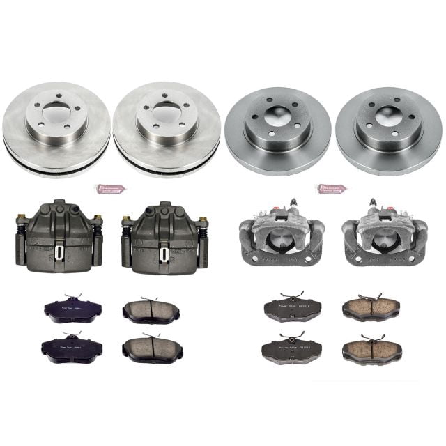 PowerStop Front and Rear Stock Replacement Brake Pad and Rotor Kit with Calipers Fits: FORD LINCOLN MERCURY Select Models KCOE1328