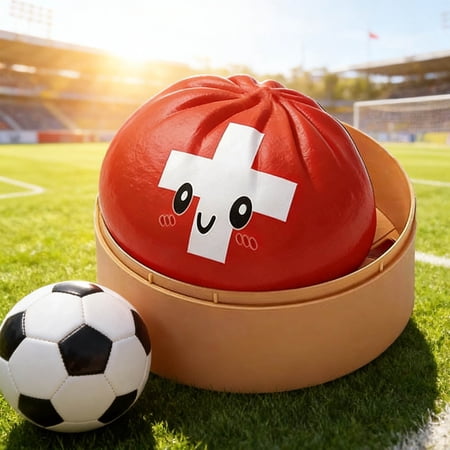 Guodhu Cute Bao Bun Squishy Toy Mini Silicone Stress Relief Fidget For Kids Adults Realistic Steamed Bun Shape Slow Rising For Anxiety Office Party Gift(Swiss flag)