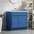 thumbnail image 2 of Vanity Art 39 Inch Double Shutter Door Bathroom Vanity Base Cabinet with Soft Closing Shaker Drawer, Strudy Floor Mount Storage Cabinet Organizer for Bedroom, Living Room, Kitchen, VA4039-BLUE, 2 of 10