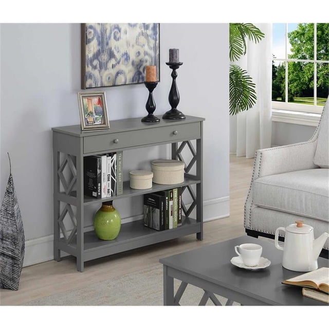 Convenience Concepts Diamond Table Console à un Tiroir en Bois Gris