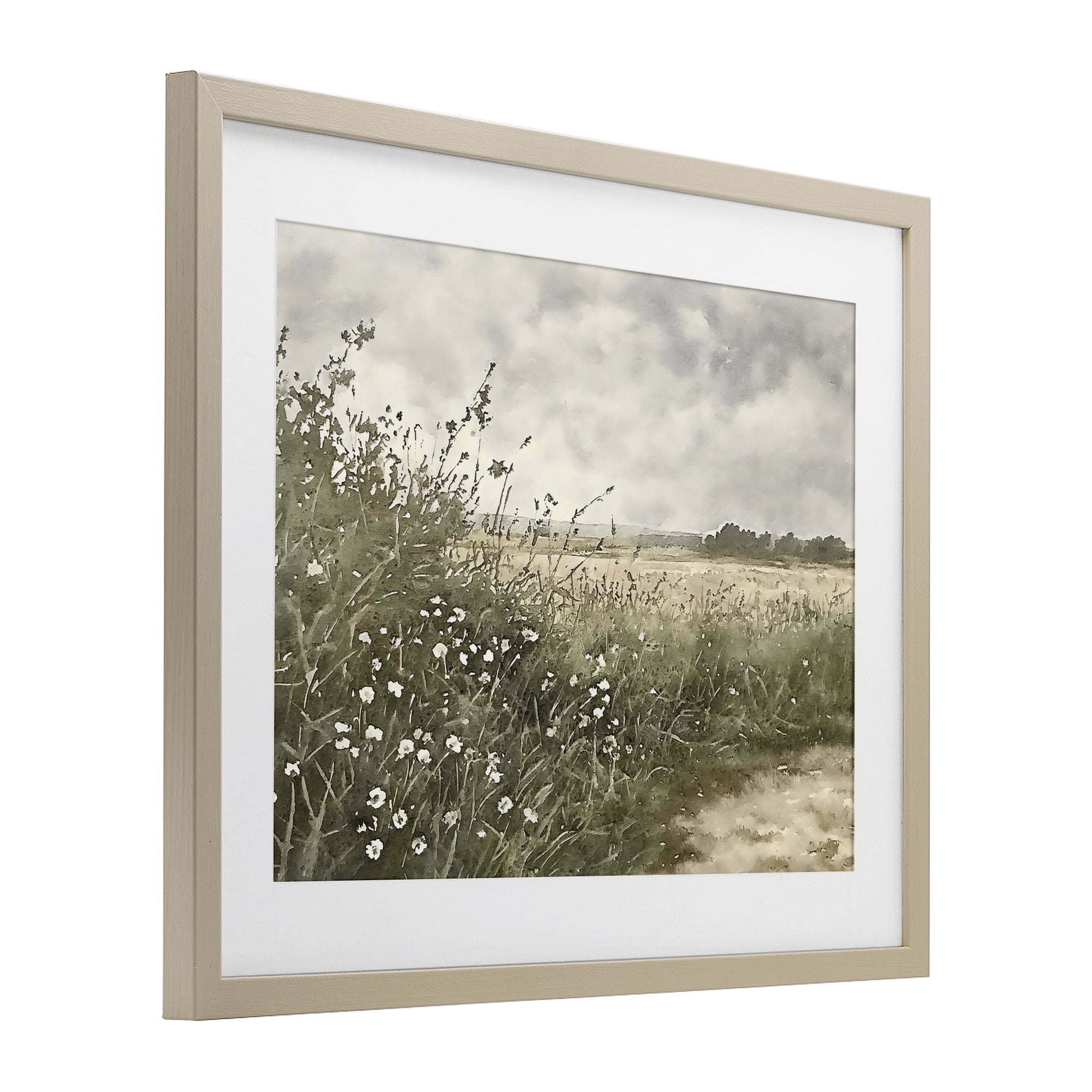 Stupell Industries Soft Meadow Landscape at Dusk Birch Framed Print Under Glass, design by Riley B