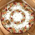 thumbnail image 2 of Fall Leaf Round Tablecloth, Rustic Farmhouse Thanksgiving Holiday Polyester Circle Table Cover for Dining Room Home Decor 47 In B, 2 of 6