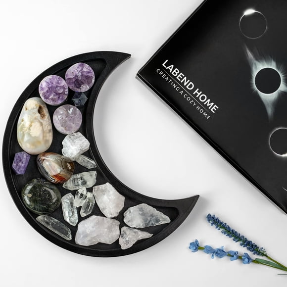Bandeja de cristal en forma de luna de madera negra para exhibición - LABEND HO