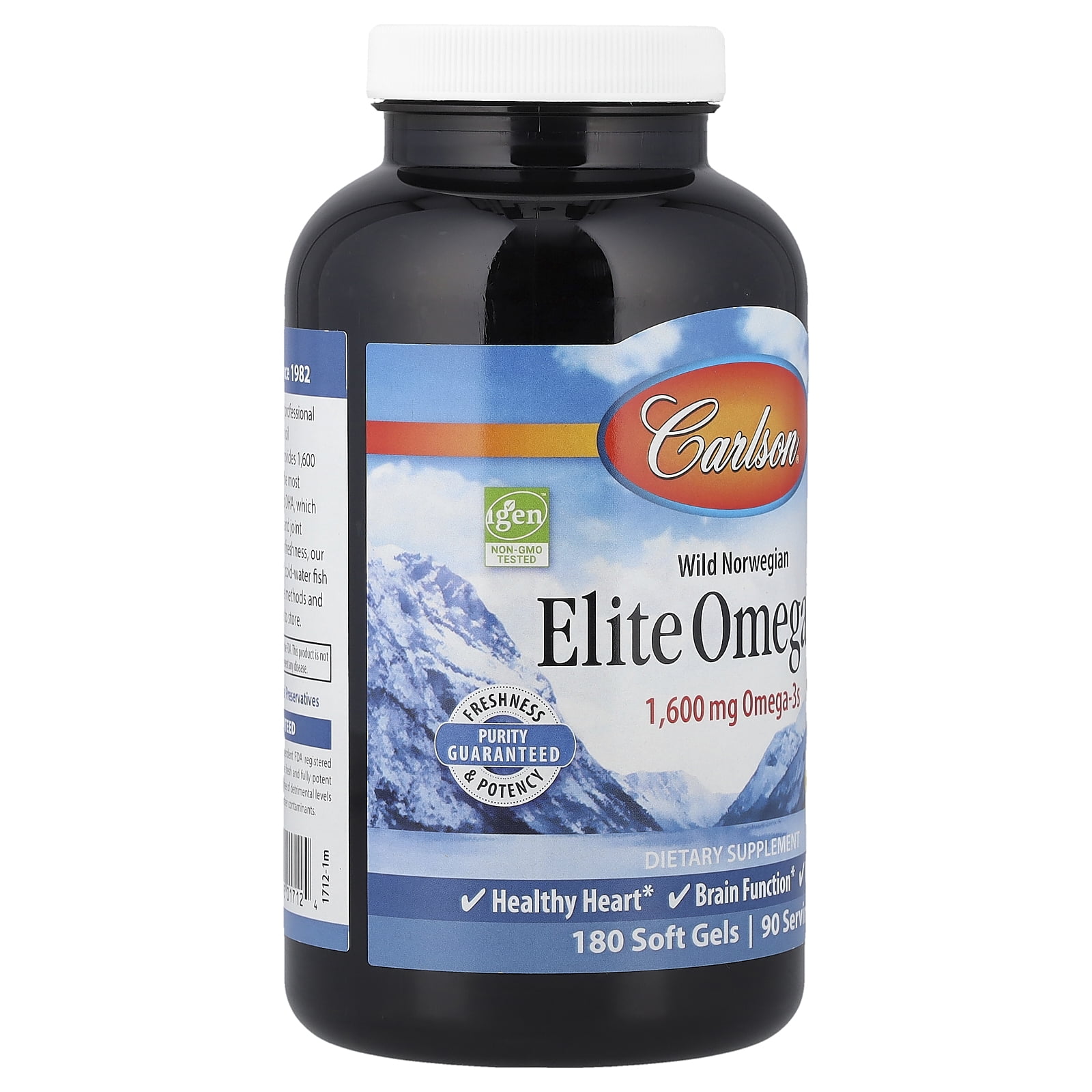 Carlson Elite Omega-3 Gems- Natural Lemon 800 mg, 180 Soft Gels