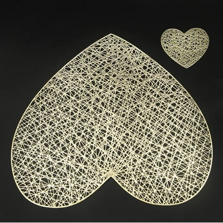 

6 PCS Love Placemat Decorative Placemats PVC Placemats Sets Metallic Placemats Set Metallic Place Mat Coaster Resistant Table Mats for Dinin