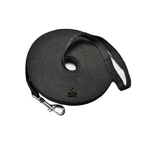 Downtown Pet Supply - Long Dog Leash - Dog Training Leash - Recall & Obedience Dog Training Tools - Nylon - 30 ft - Black Dog Leash