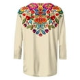 thumbnail image 6 of ZQUUVOU Women's T-Shirts Printed 3/4 Sleeves Blouse Crew Neck Casual Tunic Tops(A-Khaki,2XL), 6 of 7