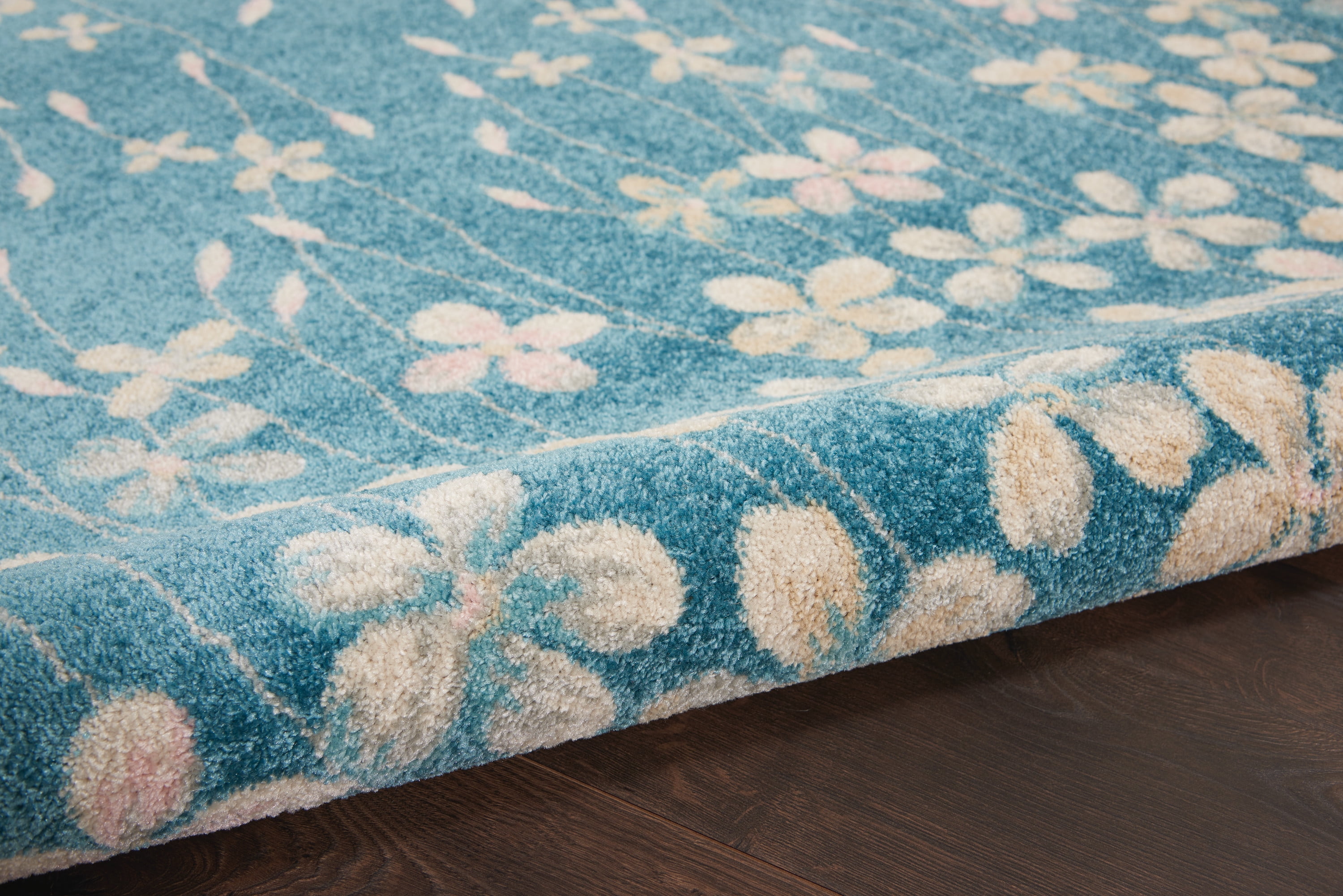 Desert Fields Contemporary Floral Turquoise 5'3" x 7'3" Area Rug, (5' x 7')