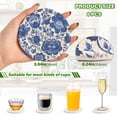 thumbnail image 6 of 6 Pcs Drink Coasters with Holder 3.94in Woven Coasters for Drinks Blue Floral Pattern Coaster Set for Protection Table, 6 of 7