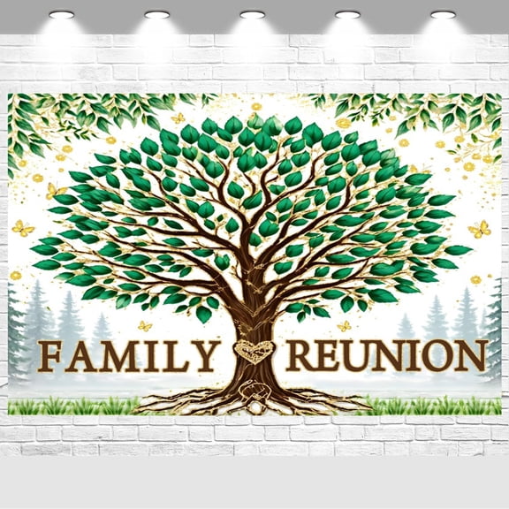 Family Reunion Backdrop Green Family Tree Photography Background Welcome to Our Family Members Family Gathering Party Decorations Banner Supplies Photo Booth Props