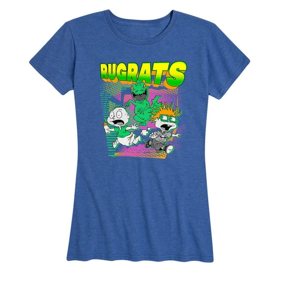 Rugrats - Tommy And Chuckie Running From Reptar - Women's Short Sleeve Graphic T-Shirt
