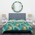 thumbnail image 1 of Designart « Gold and Blue Dynamics II » Ensemble de Housse de Couette Style Mi-Siècle, 1 of 4