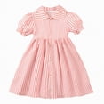 thumbnail image 1 of gdxvjhbj Robe Soleil pour Fille Robe Fluide pour Fille Froncée Sans Manches à Volants Superposés Courte Smockée Robes d'Été Taille 9-10 (Rose, 9-10 Ans), 1 of 9