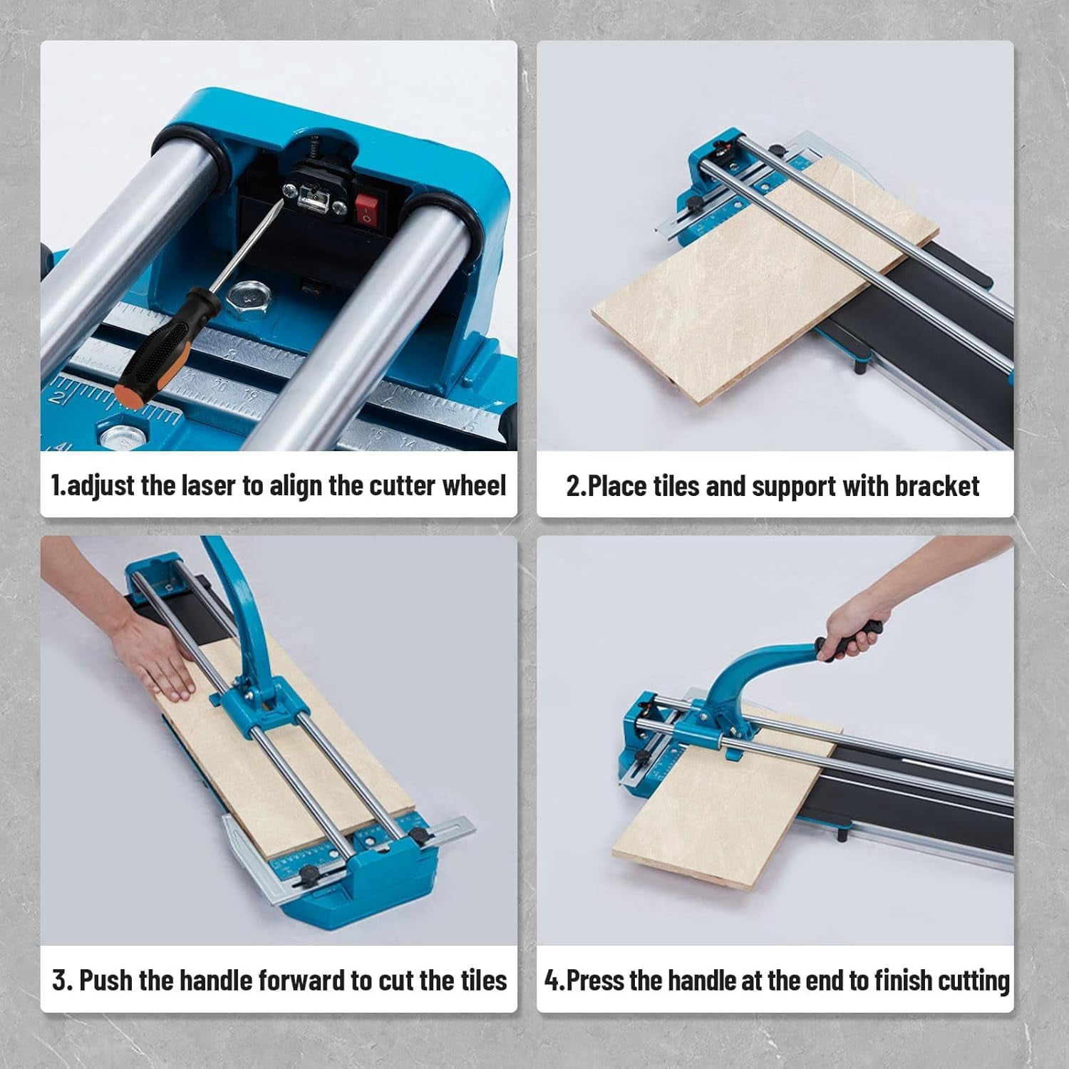 48-Inch Manual Tile Cutter with Tungsten Carbide Wheel Laser Guide and Dual Rails for Precision Cutting of Ceramic Porcelain and Glass Tiles