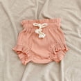 thumbnail image 2 of Rggeeun Baby Girls Shorts Knit With Drawstring Waist Pants For Casual Playwear Comfortable Elastic Hem With Side Pockets Trendy Bottoms,Light Pink,3-6 Months, 2 of 3