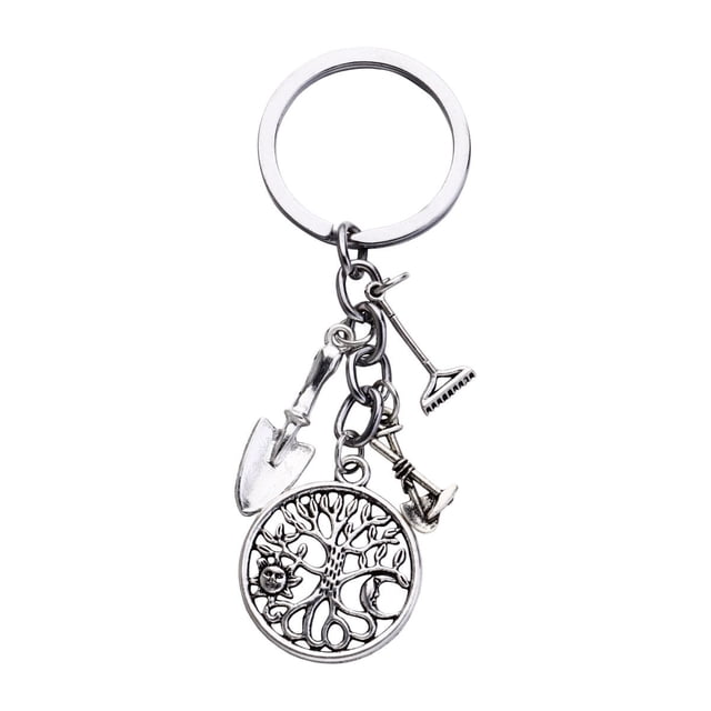 Llaveros con diseño de pala de árbol, llaveros creativos, llaveros de aleación, adornos artesanales, regalo para el Día del Maestro.