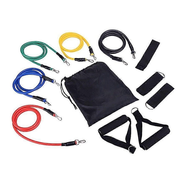 Sports Exercise Resistance Bands Set, Fitness Stretch Workout Kit, 5 Tubes, 2 Foam Handles, 2 Ankle Straps, Door Anchor for Men Women, Home Gym Equipm