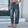 thumbnail image 3 of Casaul Jeans for Women Retro Mid Rise Barrel Jeans Y2K Loose Baggy Jeans Relaxed Wide Leg Pants Summer Crop Ankle Pants, 3 of 7