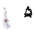 thumbnail image 1 of Figura de escritorio de una niña lectora, estatua abstracta, escultura nórdica, adorno de resina, figura hueca de pensadora, decoración artística, ide, 1 of 8