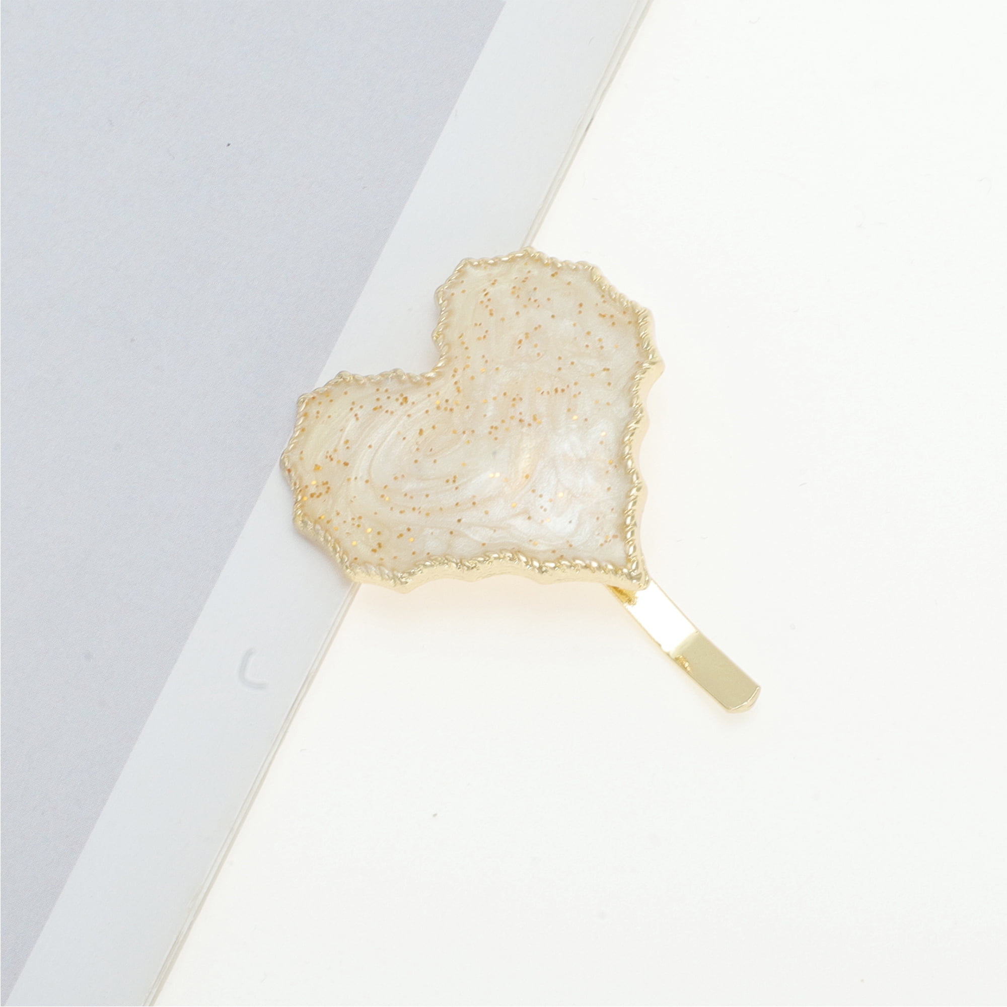 Unique Bargains Heart Shape Ponytail Buckle Hair Clip for Women Beige