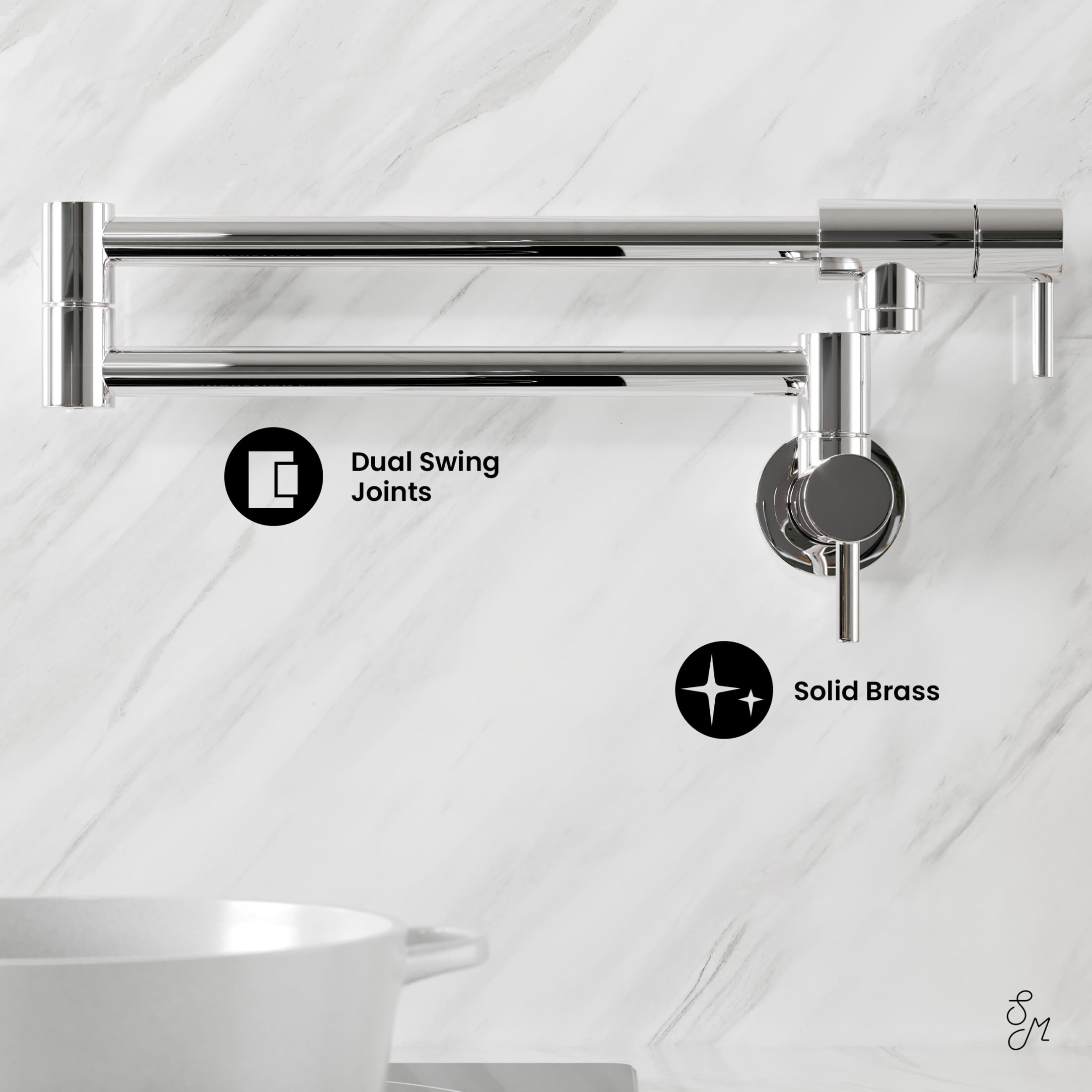 Ivy Retractable Wall-Mounted Pot Filler in Chrome