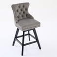 thumbnail image 6 of Swivel Bar Stools Set of 2, Counter Height Bar Stools with Back & Button Tufted Decoration, Velvet Upholstered with Rubberwood Legs & Chrome Nailhead Trim, Gray, 6 of 23