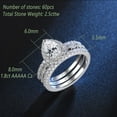 thumbnail image 6 of Wuziwen Halo Pear Cut Wedding Ring Set CZ Engagement Rings for Women 925 Sterling Silver Size 5, 6 of 9