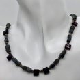 thumbnail image 4 of Garnet Grey Moonstone Designer Sterling Silver Adjustable 14 to 30 inch Necklace, 4 of 4
