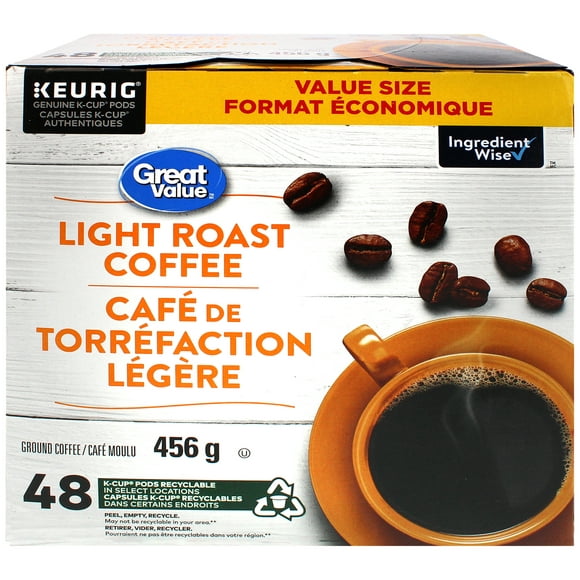 Great Value Light Roast Coffee, 48 count