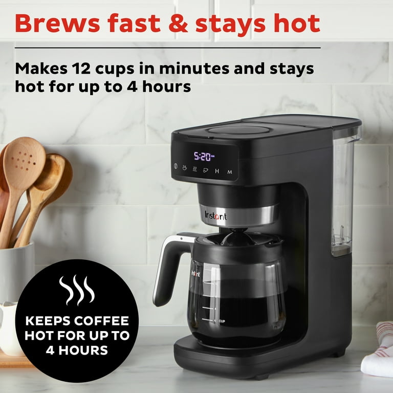  GE Drip Coffee Maker With Timer, 12-Cup Glass Carafe Coffee Pot  With Adjustable Keep Warm Plate, Wide Shower Head for Maximum Flavor, Kitchen Essentials