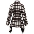 thumbnail image 2 of VOGRYE Women's Turn Down Collar Grid Coat Belted Wool Blend Coat Asymmetric Hem Wrap Coat, 2 of 6