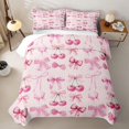 thumbnail image 2 of Erosebridal Pink Cherry Bowtie Twin Quilt Set for Girls, Princess Style Twin Coverlet Set, 2 Pieces 1 Quilt and 1 Pillowcase, 2 of 7