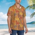 thumbnail image 3 of Fuzoiu Autumn Maple Leaf Stripes Print Hawaiian Shirt for Men, Summer Beach Casual Short Sleeve Button Down Shirts, Men’s Beach Summer Shirts with Pocket,3X-Large, 3 of 7