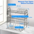 thumbnail image 6 of Auledio Over Sink Dish Drying Rack 2 Tier Freestanding Heavy Duty Sink Dish Rack with Cup Holder Utility Hooksfor Kitchen Counter, Bronze, 6 of 7
