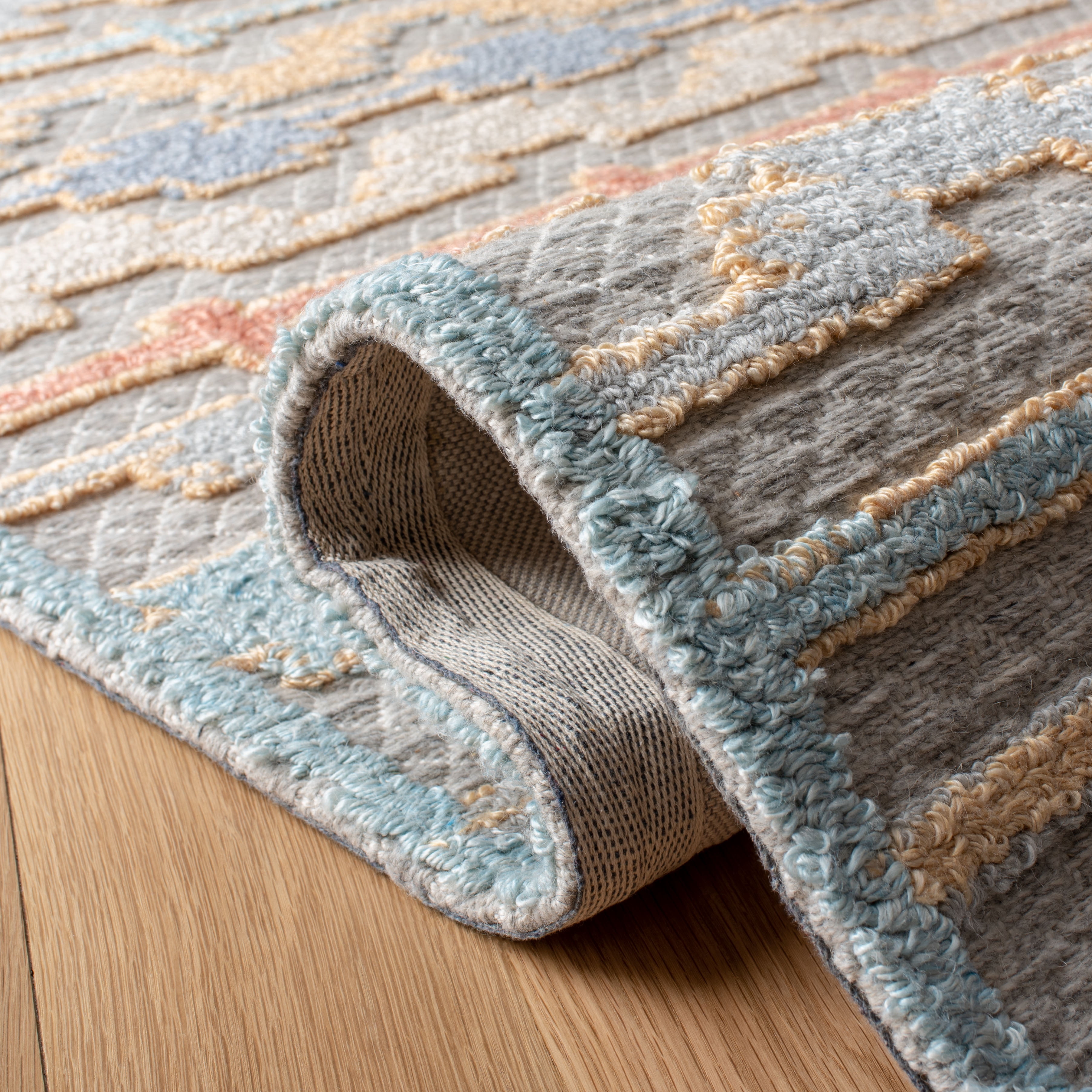SAFAVIEH Trace Constantine Abstract Striped Area Rug, Blue/Rust, 4' x 6'