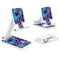 thumbnail image 2 of WIRESTER White Foldable Phone Stand for Desk, Adjustable Portable Cell Phone Holder for iPhone 17, 16, 15, 14 and Android Smartphones - Mosaic Mermaid Scale, 2 of 6