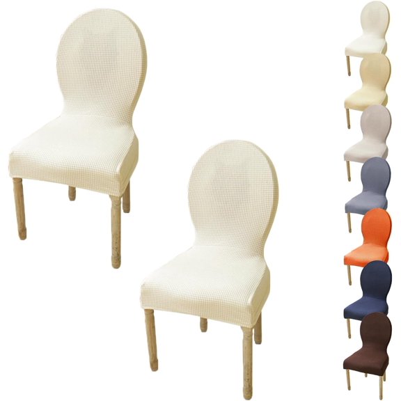 Round Back Dining Chair Cover Stretch Chair Cover for Dining Room Kitchen Elastic Fitting Dining Chair Covers Solid Color Dining Chairs Slipcovers Chair Protector Cover for Hotel,A 2pcs