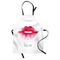 thumbnail image 1 of Kiss Apron, Watercolor Style Woman Lips with Pink Lipstick and Kiss Me Words, Unisex Kitchen Bib with Adjustable Neck for Cooking Gardening, Adult Size, Pale Grey Hot Pink, by Ambesonne, 1 of 4