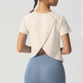 thumbnail image 7 of GEWSEY Workout Tops for Women Cropped Split Back Athletic Gym Exercise Shirts Loose Fit (White, L), 7 of 7