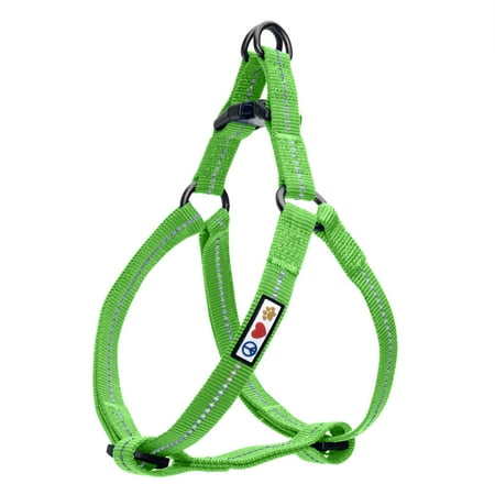 UPC: 0810055080502 | Pawtitas Reflective Dog Harness Recycled – Green – Medium (M) – Step in Dog Harness Training & Walking